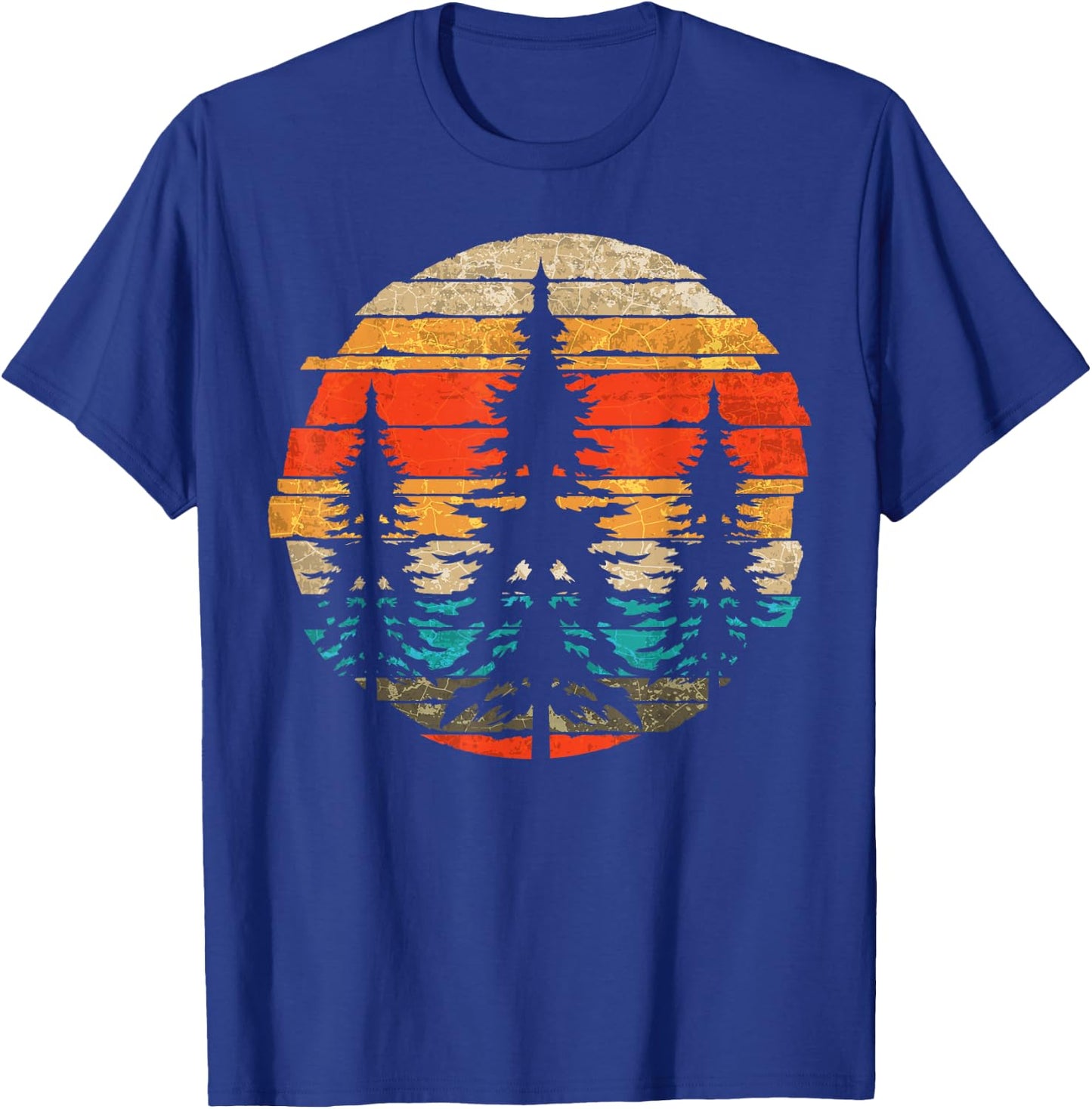 Retro Outdoor Trees Wildlife Nature Forest T-Shirt - T-Shirt | Royal