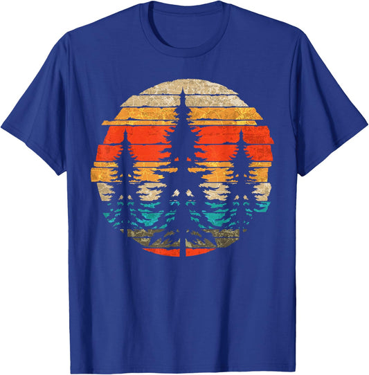 Retro Outdoor Trees Wildlife Nature Forest T-Shirt - T-Shirt | Royal