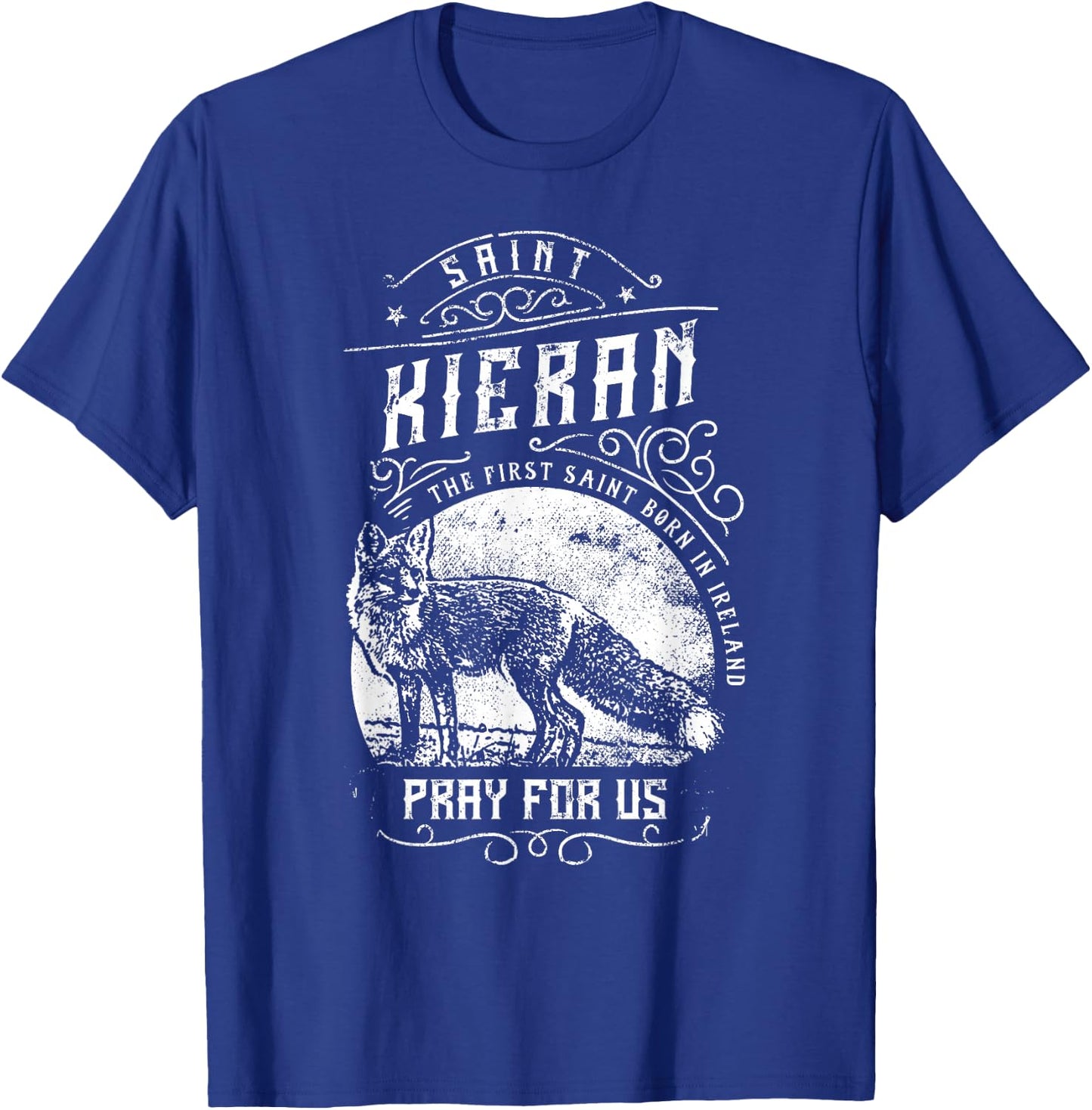 Saint Kieran Fox Catholic Irish Saints T-Shirt - T-Shirt | Royal