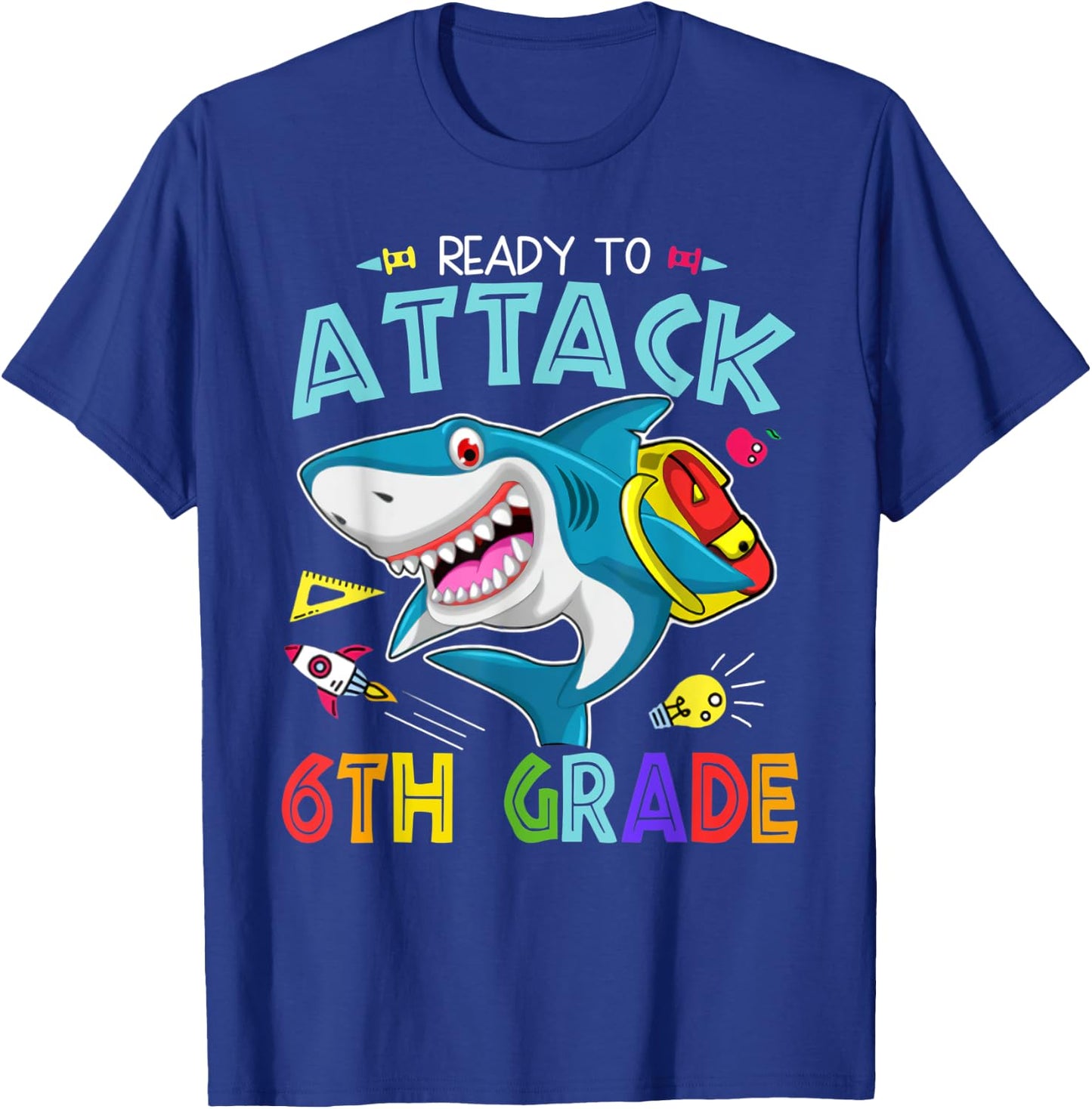 Ready To Attack 6th Grade Boy Back To School Sea Animal T-Shirt - T-Shirt | Royal
