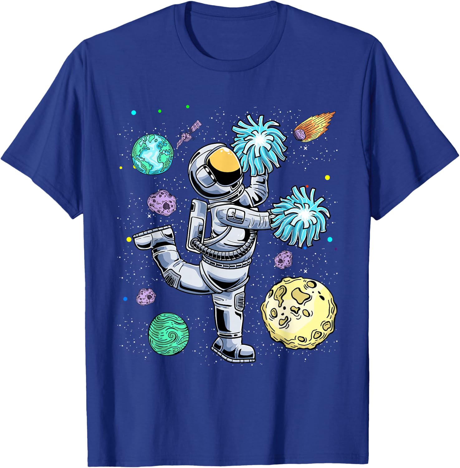 Cheerleading Astronaut Cheerleader Cheer Flyer Boys Girls T-Shirt - T-Shirt | Royal