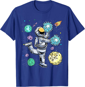 Cheerleading Astronaut Cheerleader Cheer Flyer Boys Girls T-Shirt - T-Shirt | Royal