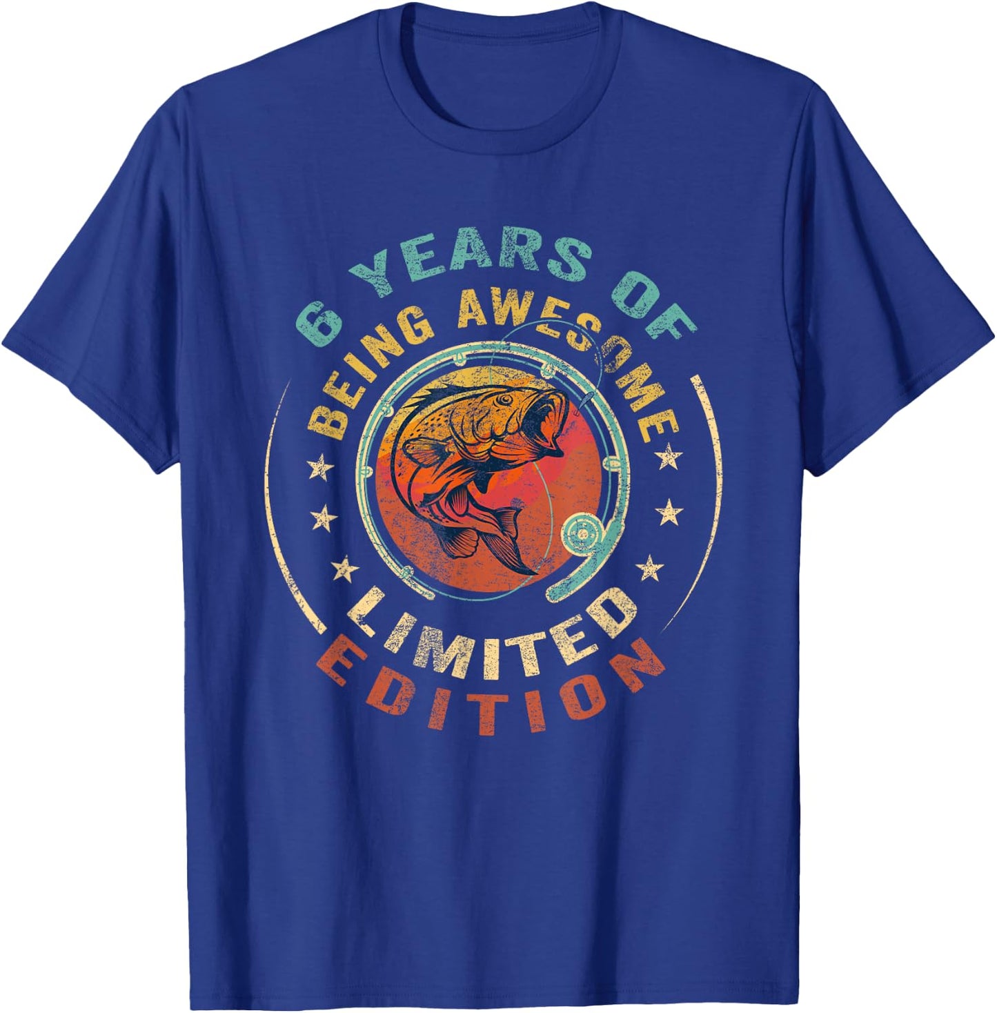 Turning 6 | 6 Year Old Birthday | 6th Birthday Fishing T-Shirt - T-Shirt | Royal