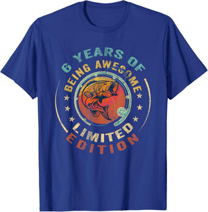 Turning 6 | 6 Year Old Birthday | 6th Birthday Fishing T-Shirt - T-Shirt | Royal
