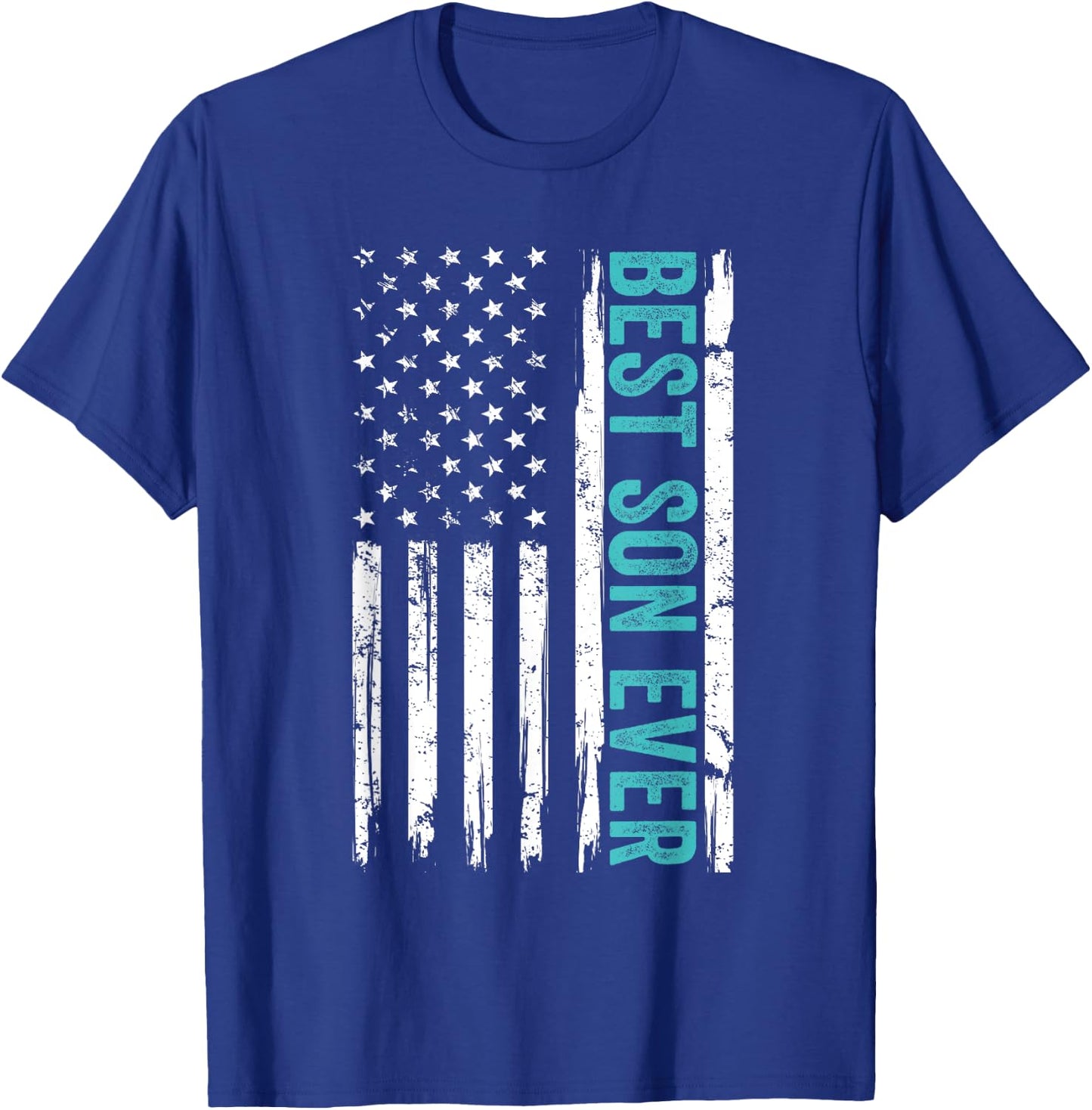 Best Son Ever Us American Flag Fathers Day From Mom Dad T-Shirt - T-Shirt | Royal