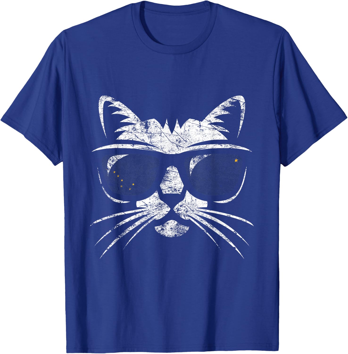 Funny Cat Vintage Alaska State Flag T-Shirt - T-Shirt | Royal