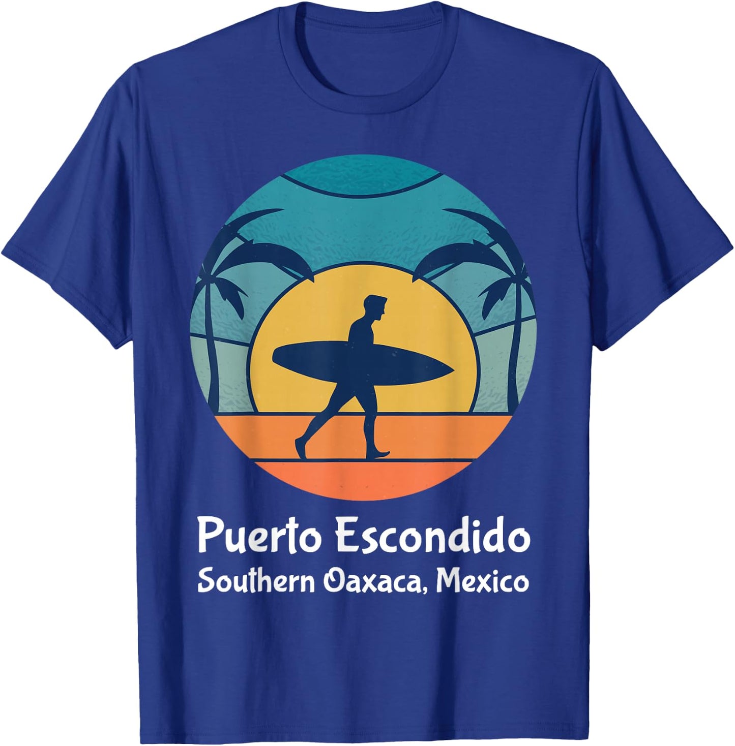Puerto Escondido Southern Oaxaca Mexico Surfing Vintage Sun T-Shirt - T-Shirt | Royal