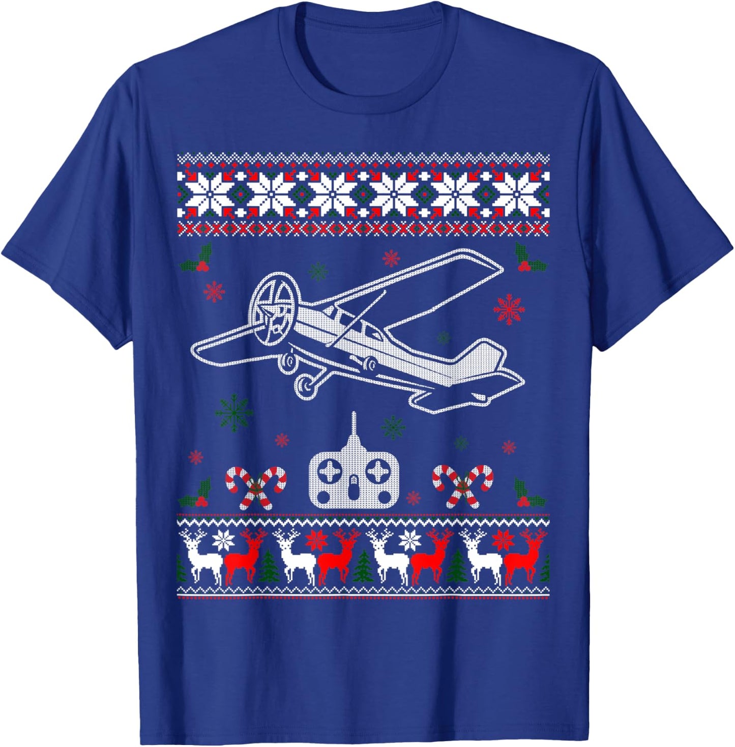 RC Plane Remote Control Plane Christmas Ugly Xmas Sweater T-Shirt - T-Shirt | Royal