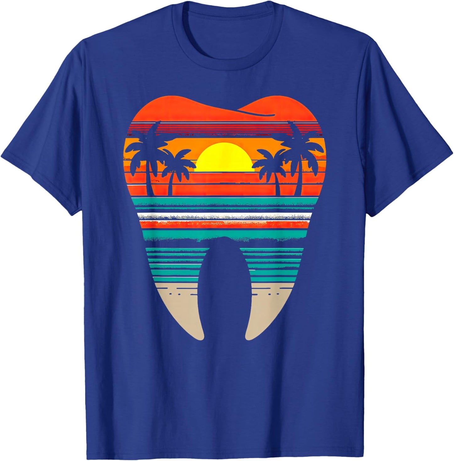 Summer Sunset Dentist Teeth Tropical Vacation Beach Vintage T-Shirt - T-Shirt | Royal