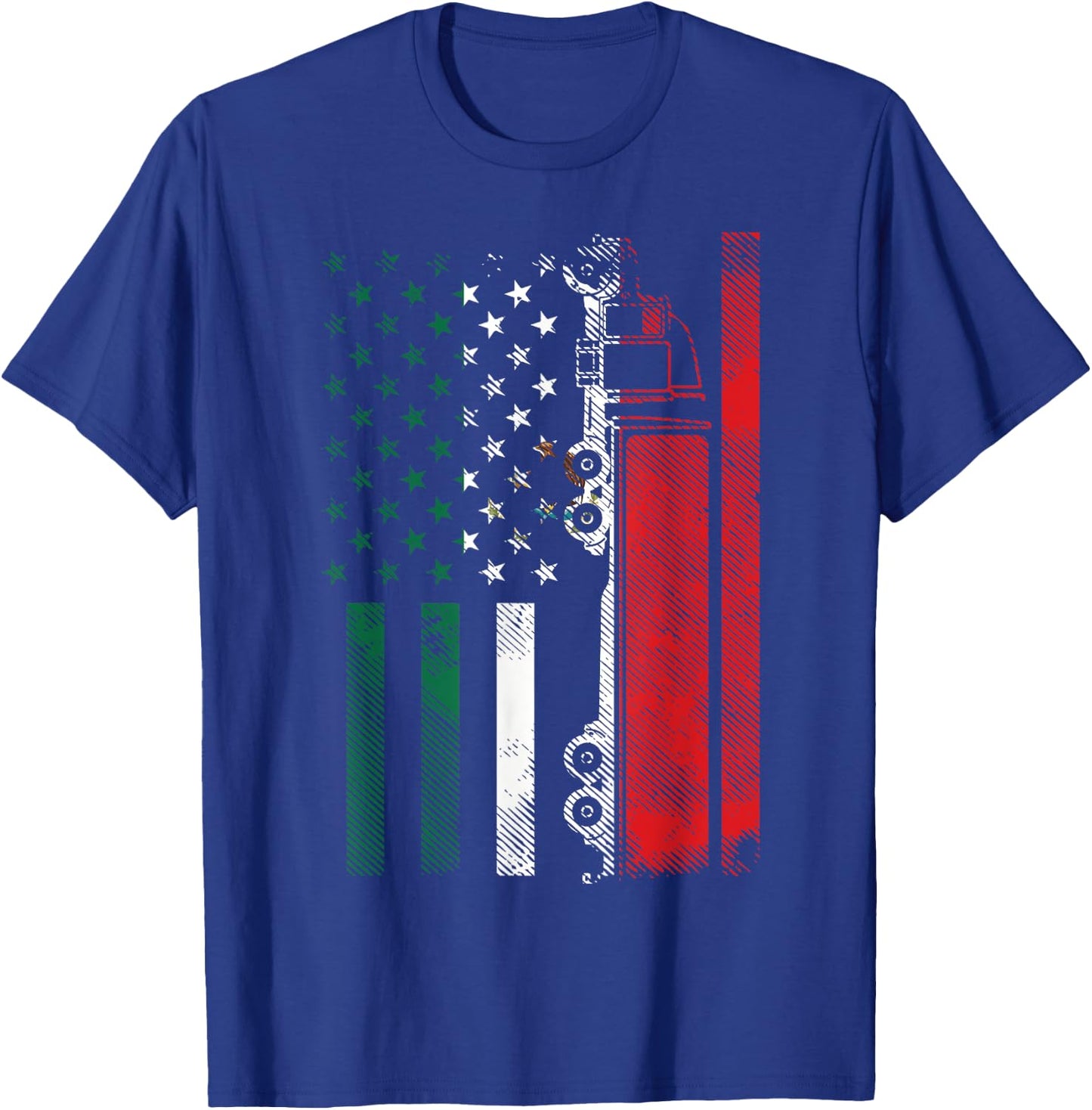 American Mexican Flag Semi Truck Cinco De Mayo Trucker Men T-Shirt - T-Shirt | Royal
