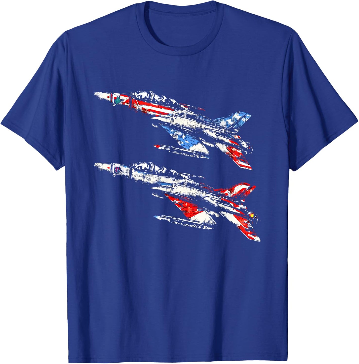 Jet Fighter Pilot American Flag - Patriotic USA 4th July T-Shirt - T-Shirt | Royal