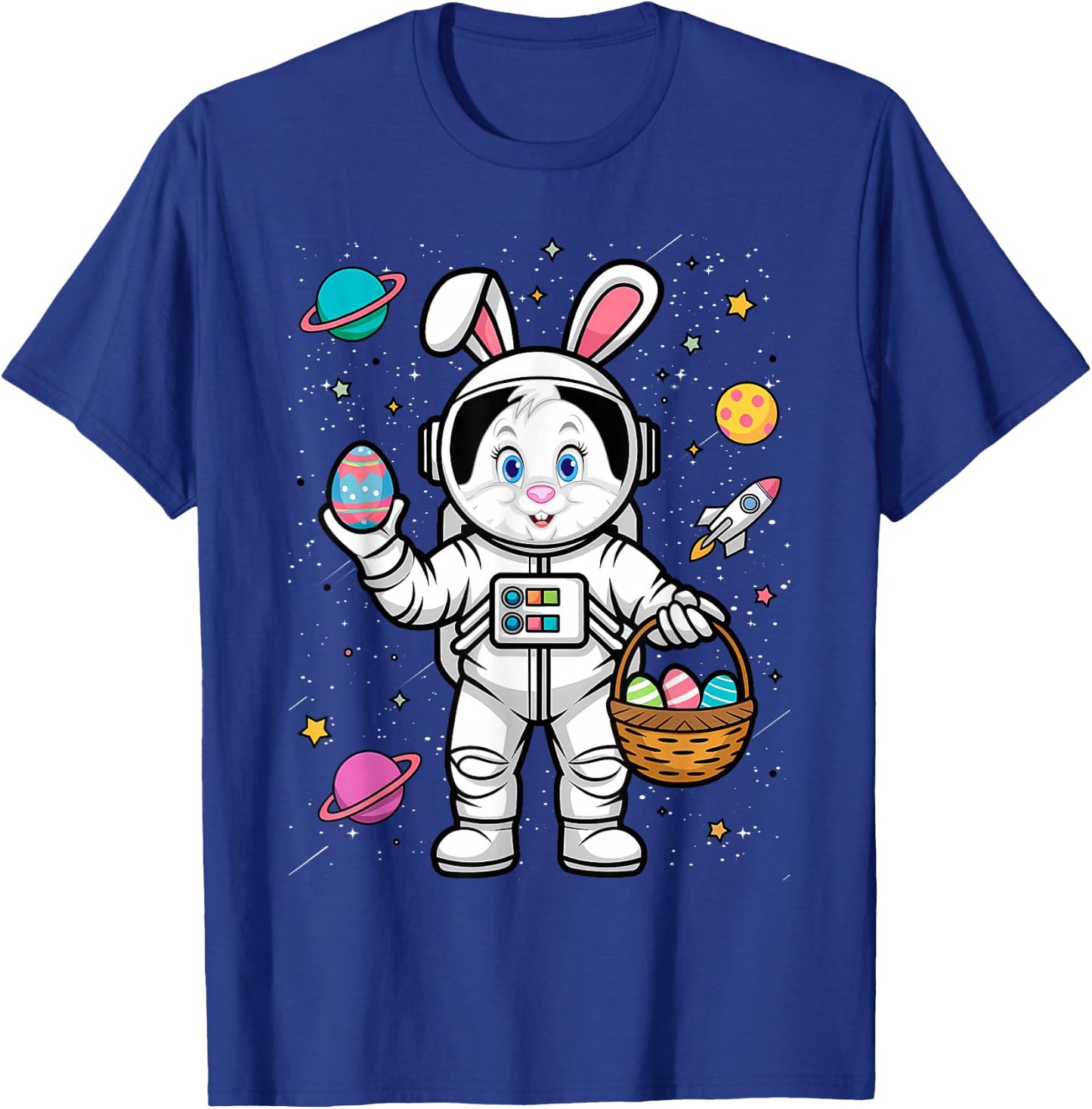 Happy Easter Day Bunny Egg astronaut Space Boys Girls T-Shirt - T-Shirt | Royal