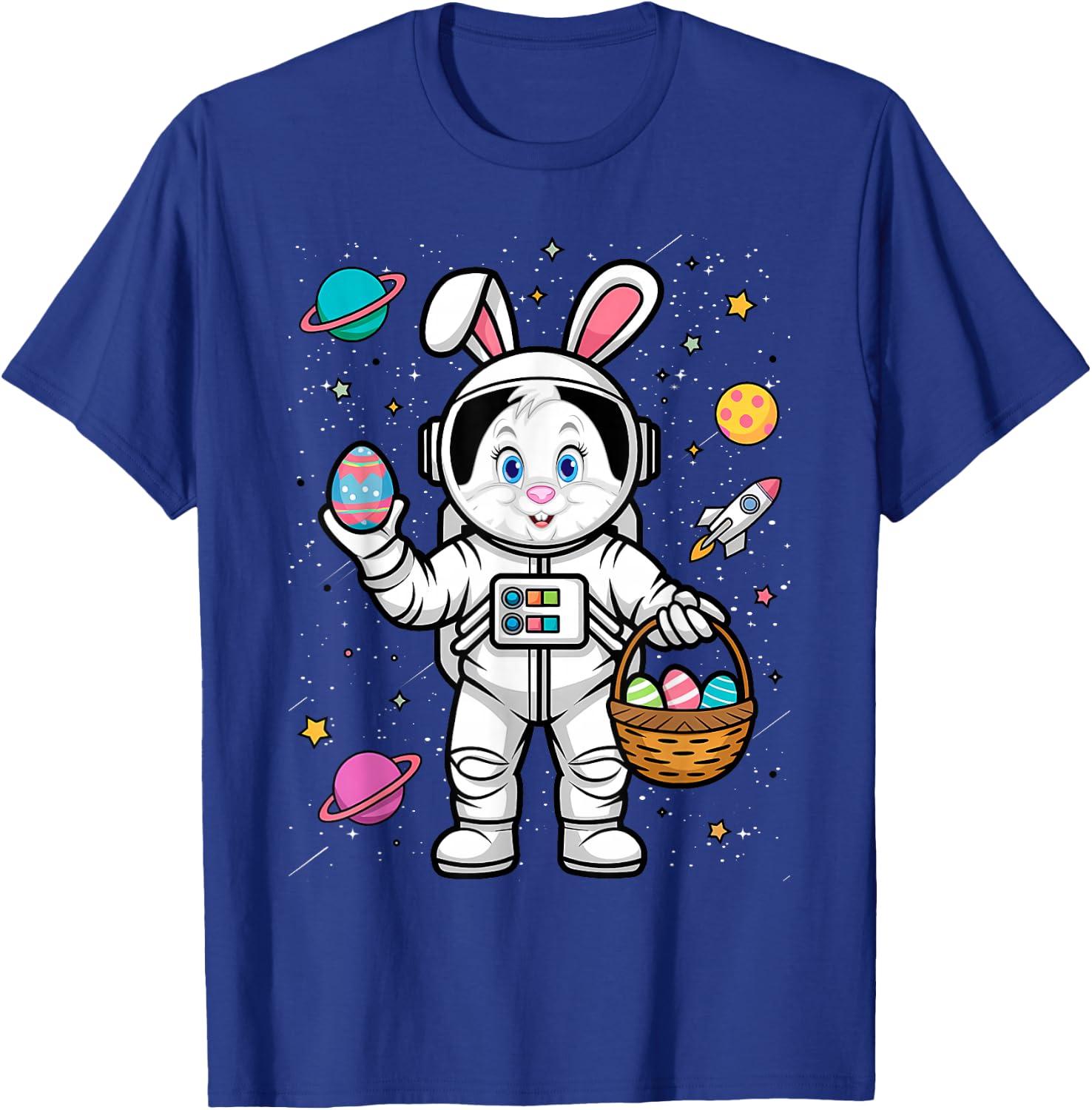 Happy Easter Day Bunny Egg astronaut Space Boys Girls T-Shirt - T-Shirt | Royal