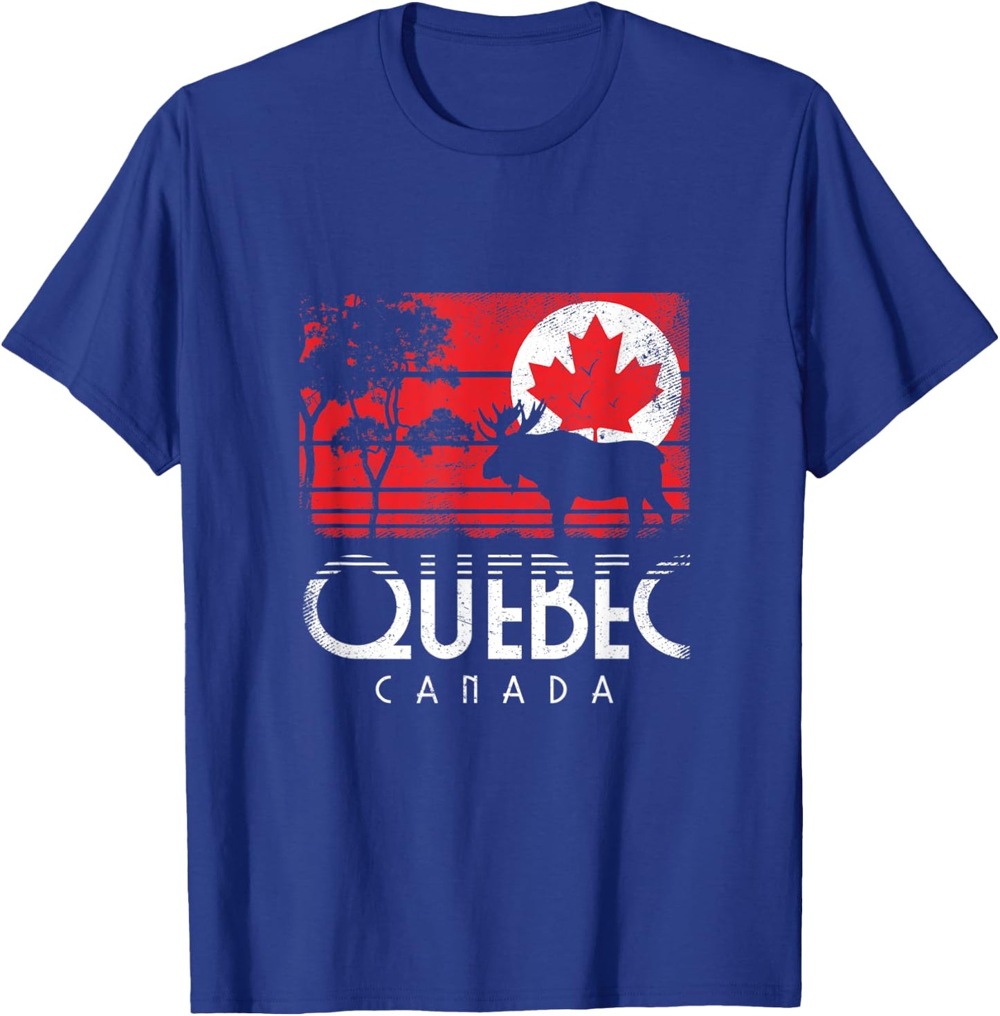 Quebec Canada Flag Canadian Maple Leaf Retro Canuck Québec T-Shirt - T-Shirt | Royal
