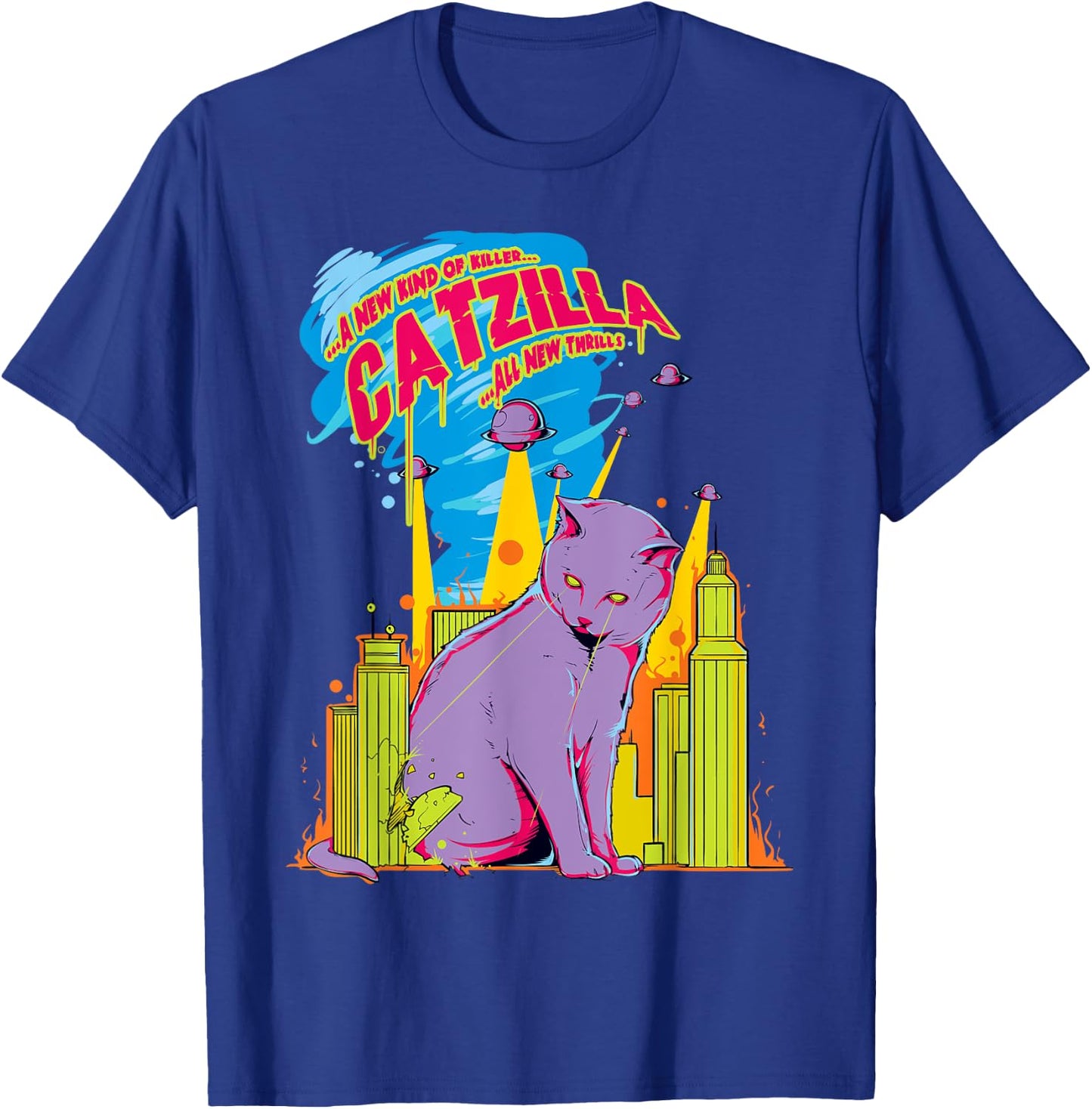 Vintage Catzilla Cat Kitten Lover T-Shirt - T-Shirt | Royal