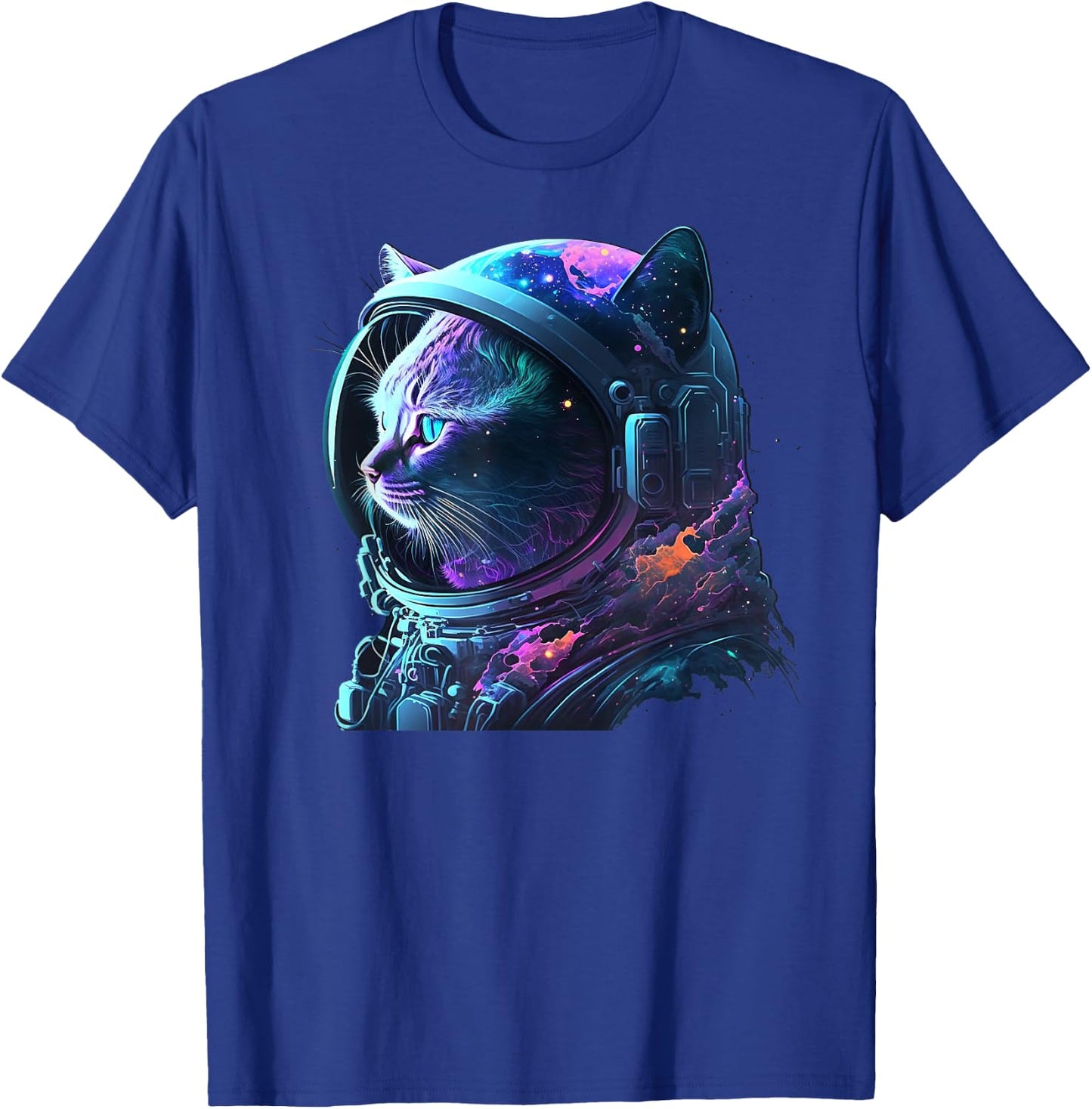 Cat Astronaut in Space Suit and Helmet in the Cosmos Funny T-Shirt - T-Shirt | Royal