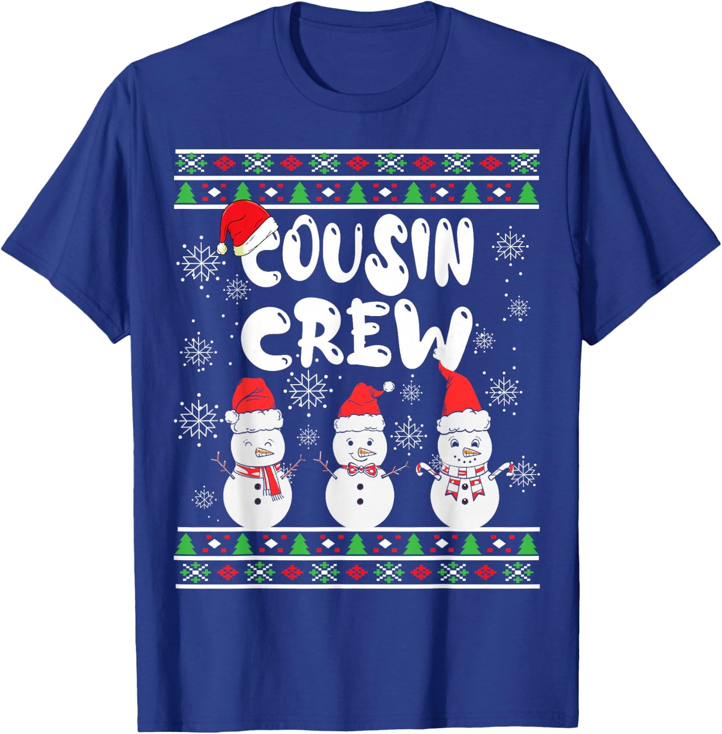 Cousin Crew Christmas Pajamas Snowmen Merry Xmas Family Boys T-Shirt - T-Shirt | Royal