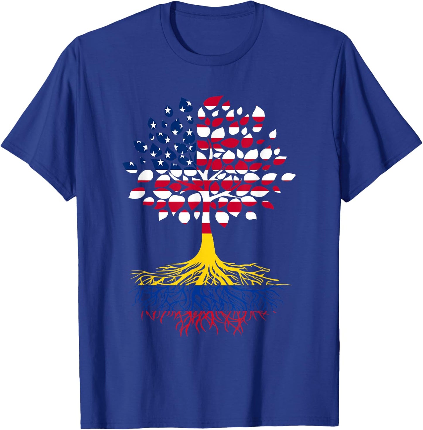 American Flag with Colombian Roots T-Shirt - T-Shirt | Royal
