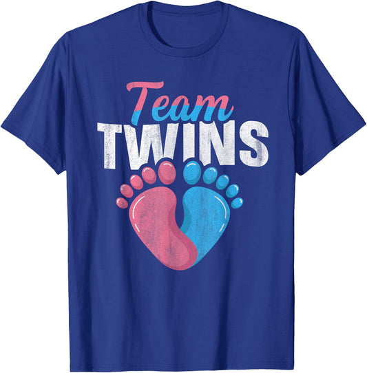 Team Twins Quote for a Gender Reveal Twin Mom and Twin Dad T-Shirt - T-Shirt | Royal