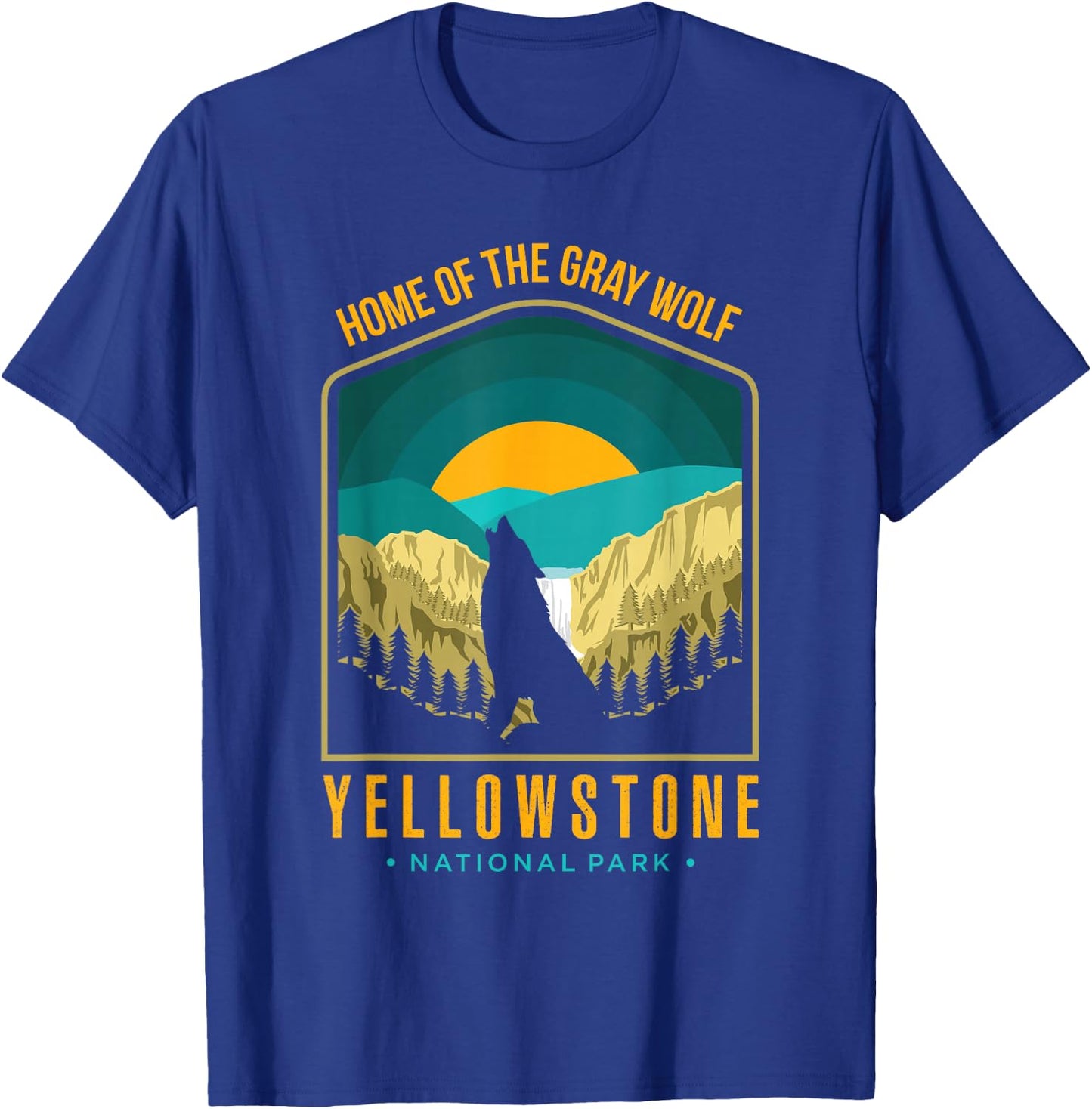 Yellowstone US National Park Wolf Wolves Lover Vintage Gift T-Shirt - T-Shirt | Royal