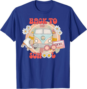 Back To School Groovy Retro Teacher Student Daisy Women Kids T-Shirt - T-Shirt | Royal