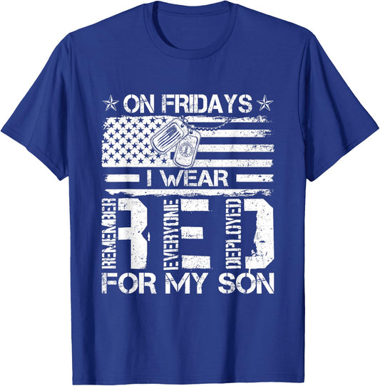 Proud Army National Guard Mom On Fridays I We Wear Red T-Shirt - T-Shirt | Royal
