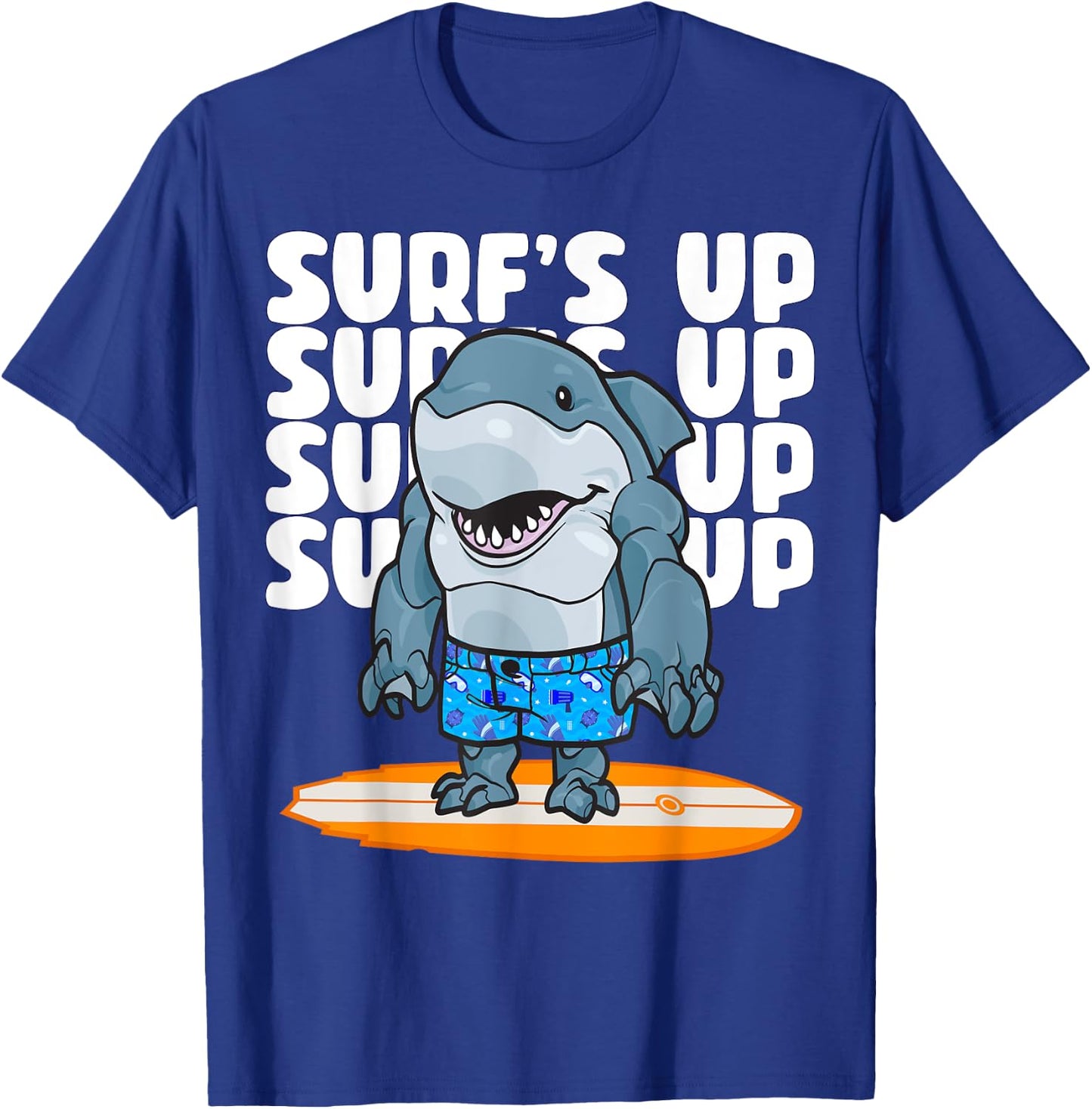 Ocean Surf's Up King of the Surfer Shark Surfer Camp Beach Women Girls Kids T-Shirt - T-Shirt | Royal