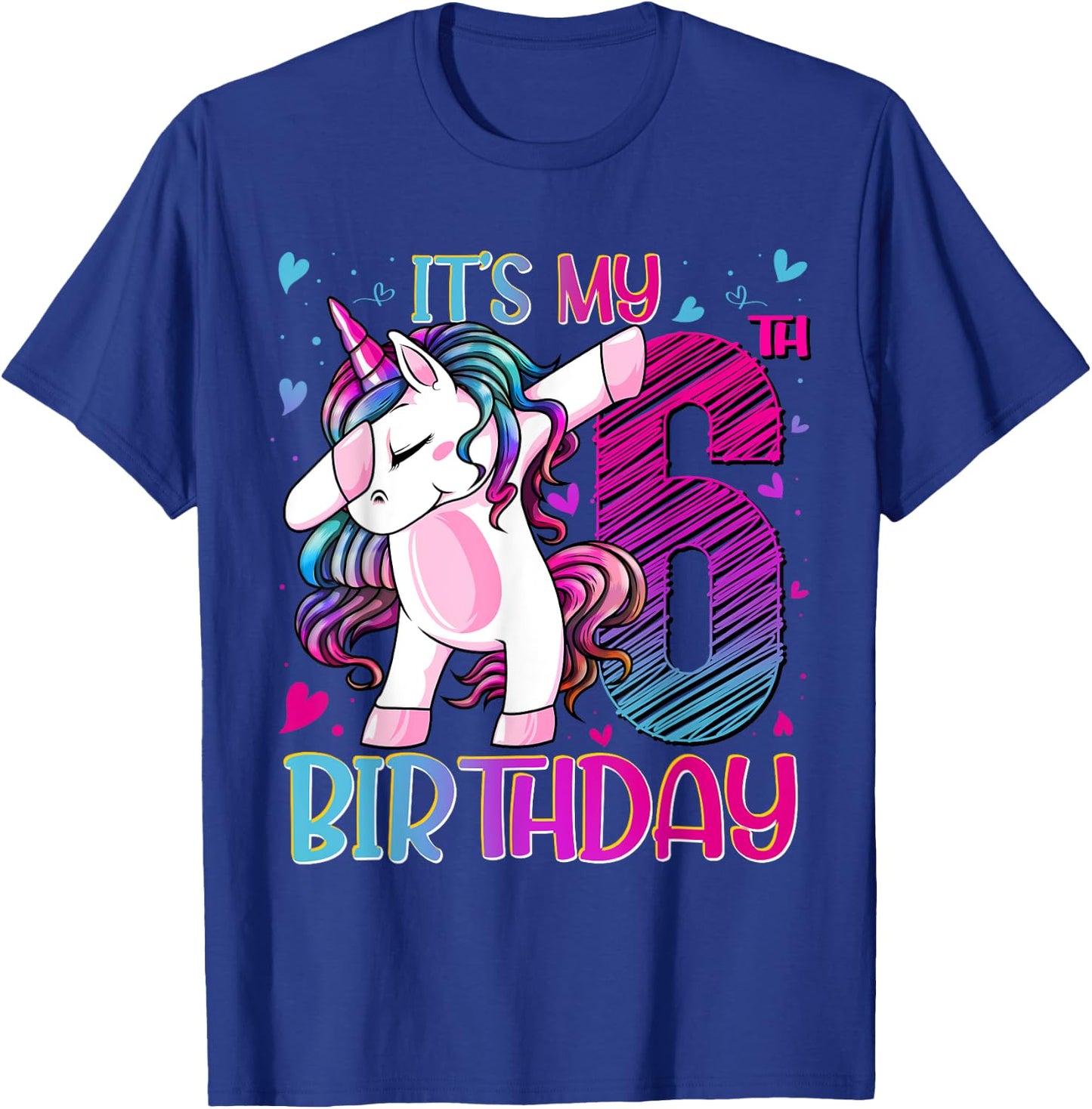 6 Year Old Unicorn Dabbing 6th Birthday Girl Unicorn Party T-Shirt - T-Shirt | Royal