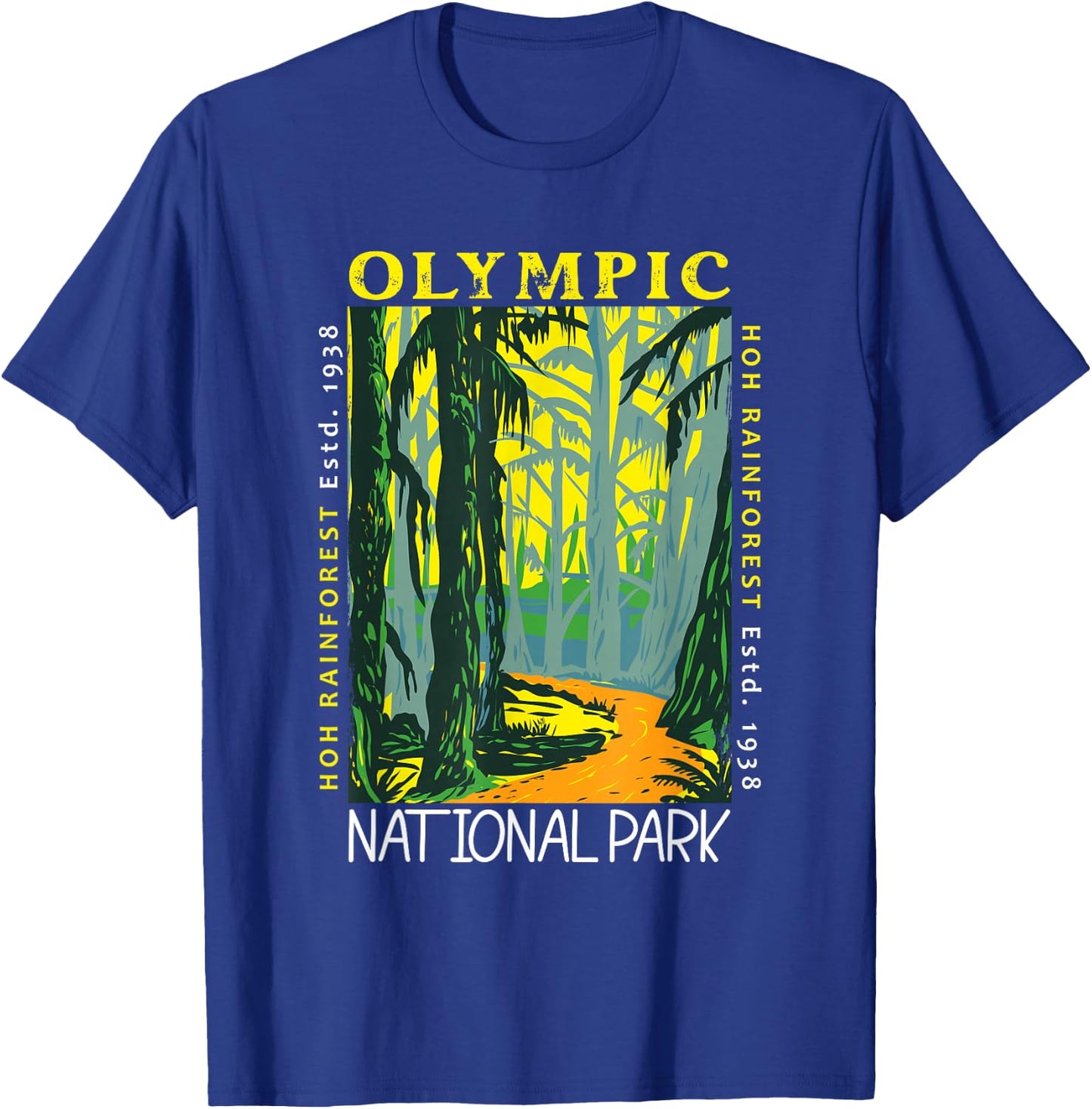 Hoh Rainforest Washington National Park Vintage T-Shirt - T-Shirt | Royal