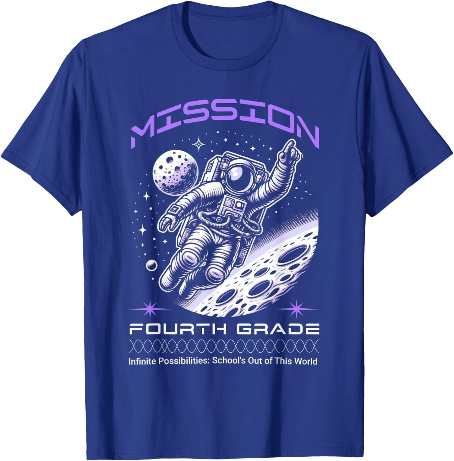 Fourth Grade Back To School Space Rocket Astronaut T-Shirt - T-Shirt | Royal