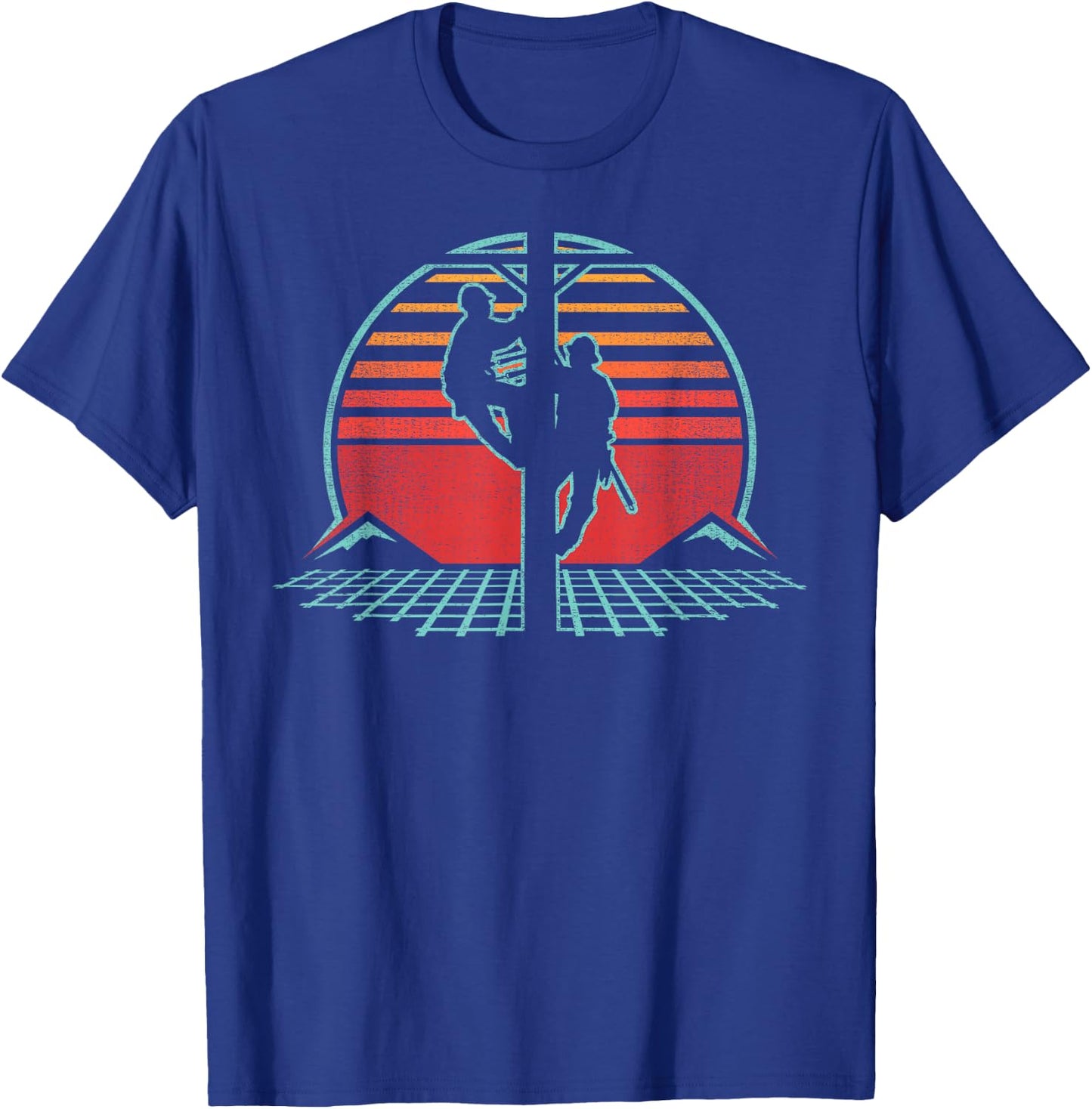 Lineman Retro Vintage 80s Style Electrician Gift T-Shirt - T-Shirt | Royal