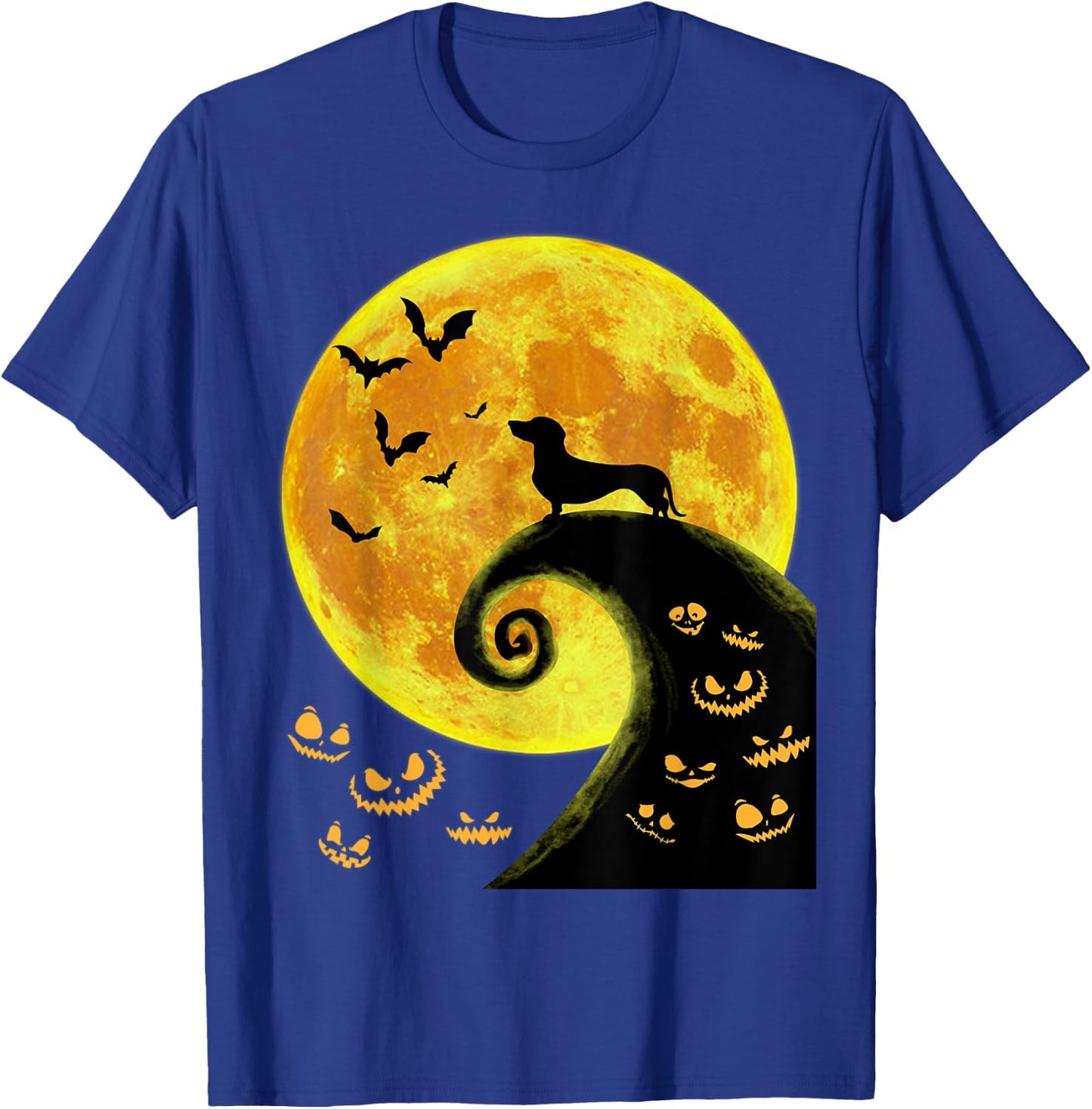 Funny Dachsund And Moon Halloween Costume Weiner Dog Lover T-Shirt - T-Shirt | Royal