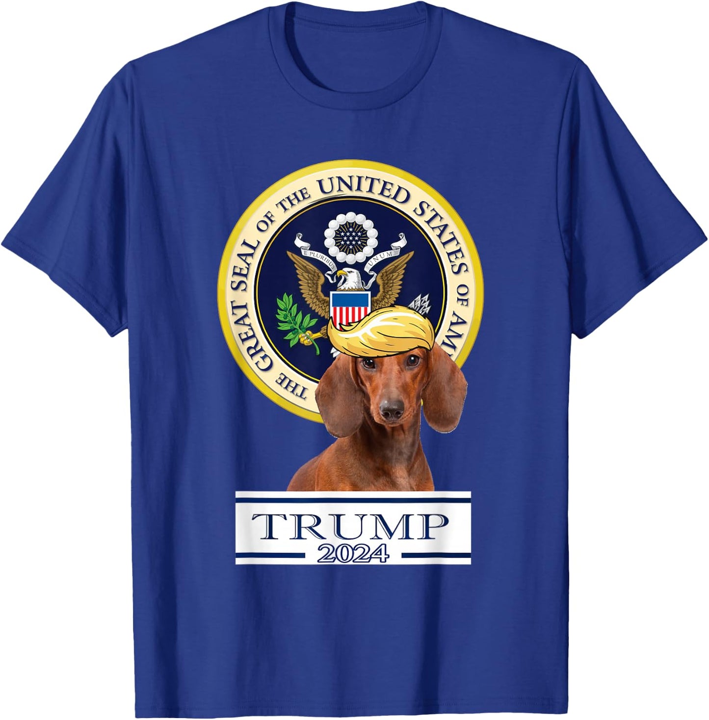 Trump 2024 Dog Trump 2024 Dachshund , Adult , Grey, Short Sleeve, 3XL, Regular Fit, Cotton/Polyester Blend T-Shirt - T-Shirt | Royal