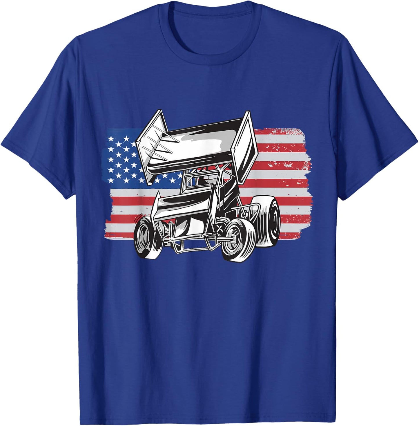 Sprint Car Racing USA Flag T-Shirt - T-Shirt | Royal