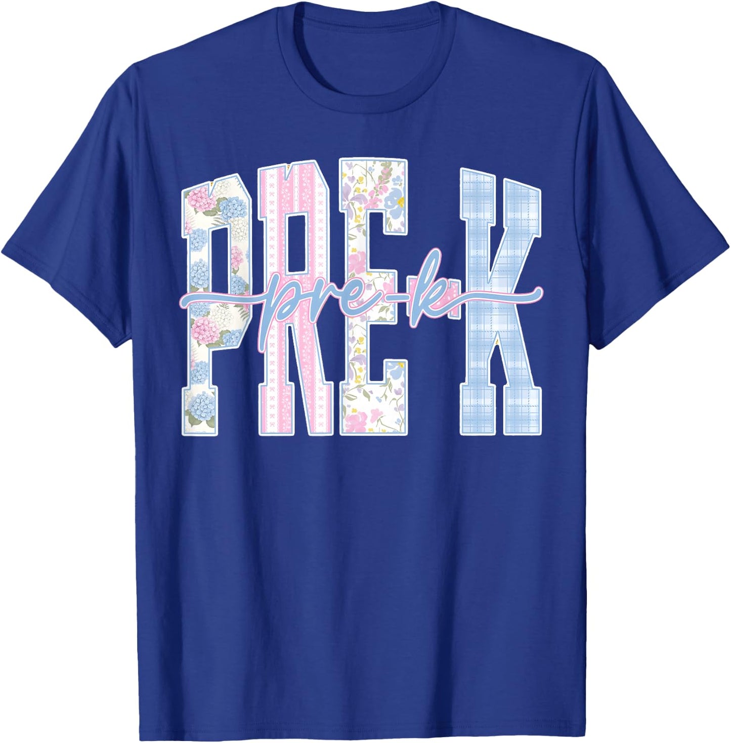 Back to School Pre K Floral Teacher Girl T-Shirt - T-Shirt | Royal