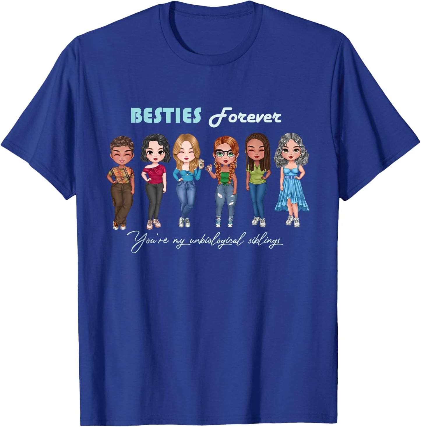 Unbiological Siblings, Sisters, Best Friends, Chibi Besties T-Shirt - T-Shirt | Royal