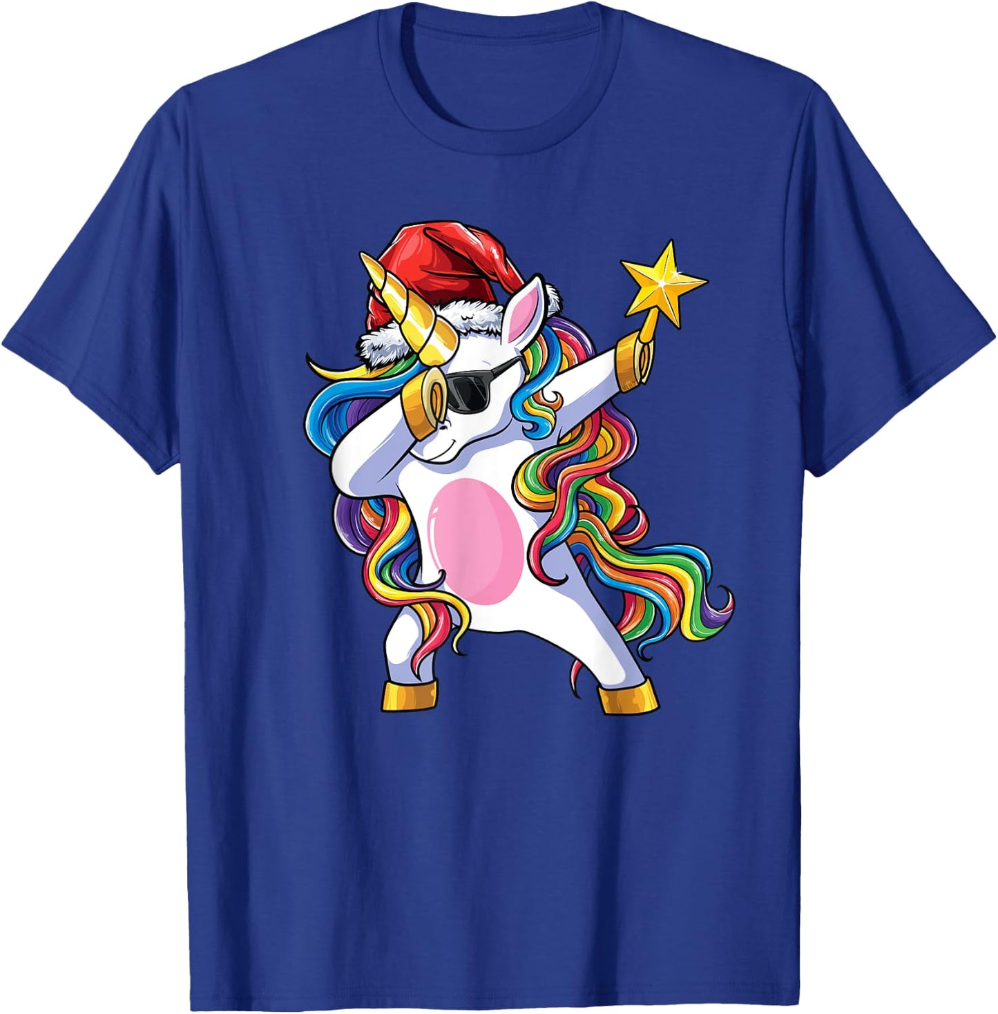 Unicorn Christmas Tree Lights Christmas Dabbing Unicorn T-Shirt - T-Shirt | Royal