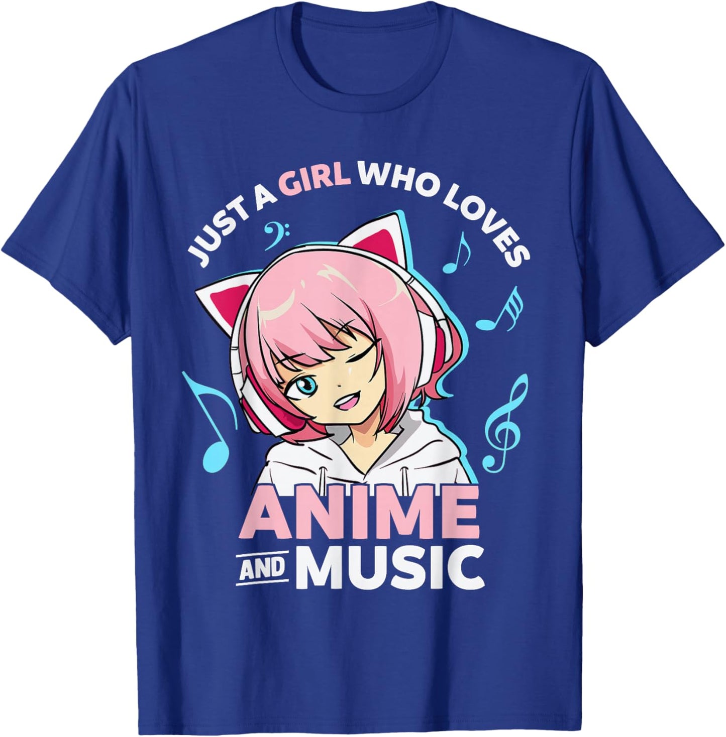 Just A Girl Who Loves Anime and Music Women Anime Teen Girls T-Shirt - T-Shirt | Royal
