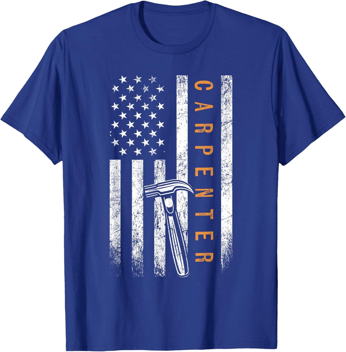 Carpenter American Flag Design Woodworking Carpentry T-Shirt - T-Shirt | Royal