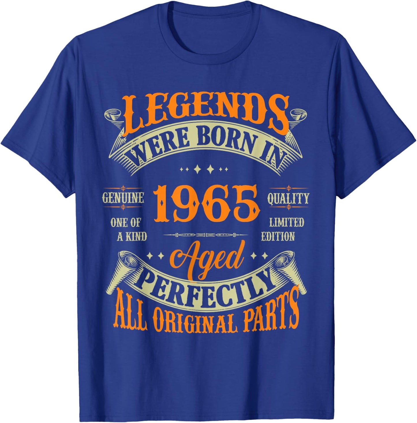 60th Birthday Vintage Legends Born in 1965 60 Years Old T-Shirt - T-Shirt | Royal