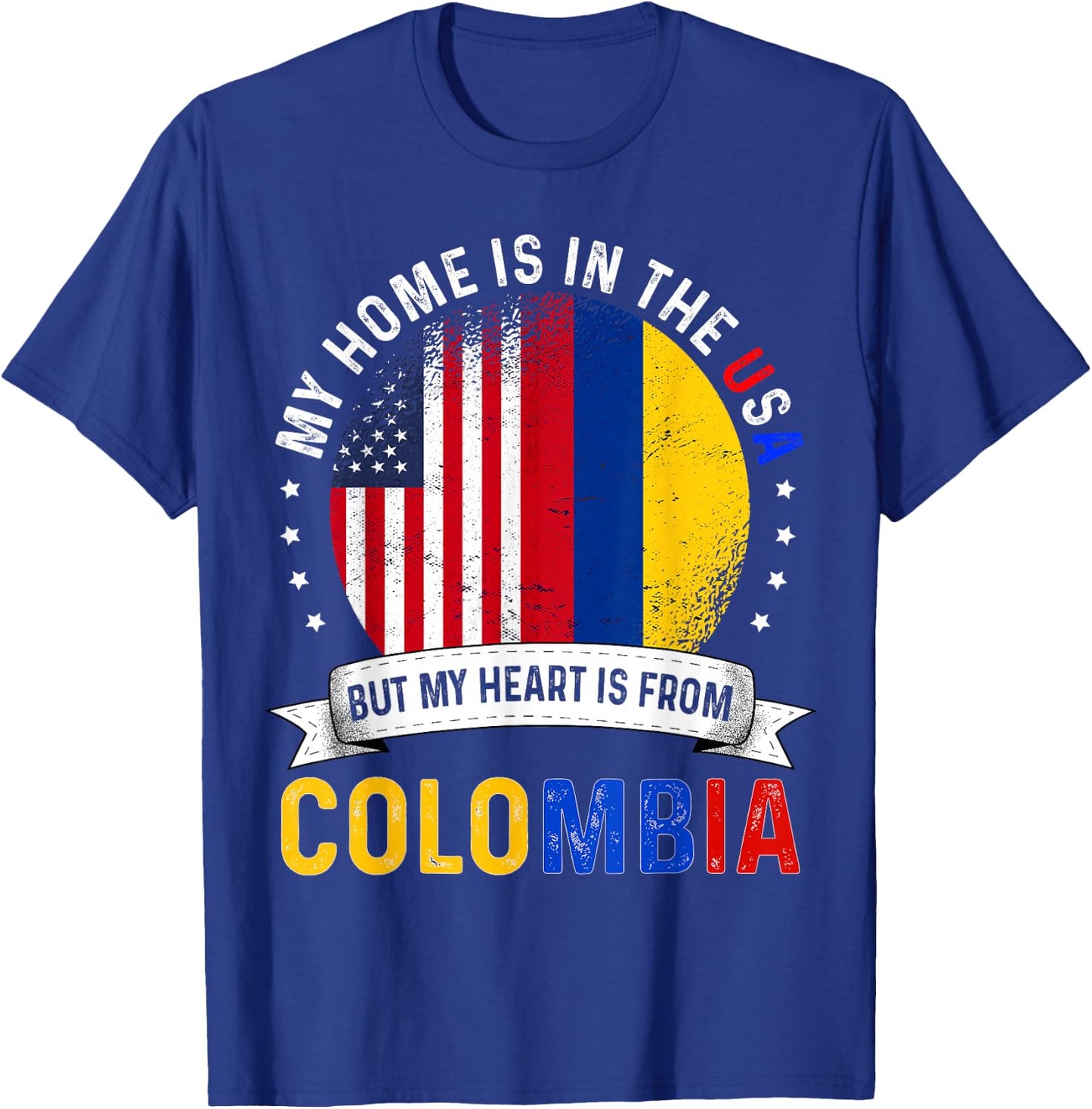 Colombian American Patriot Heart is from Colombia Flag Small T-Shirt - T-Shirt | Royal