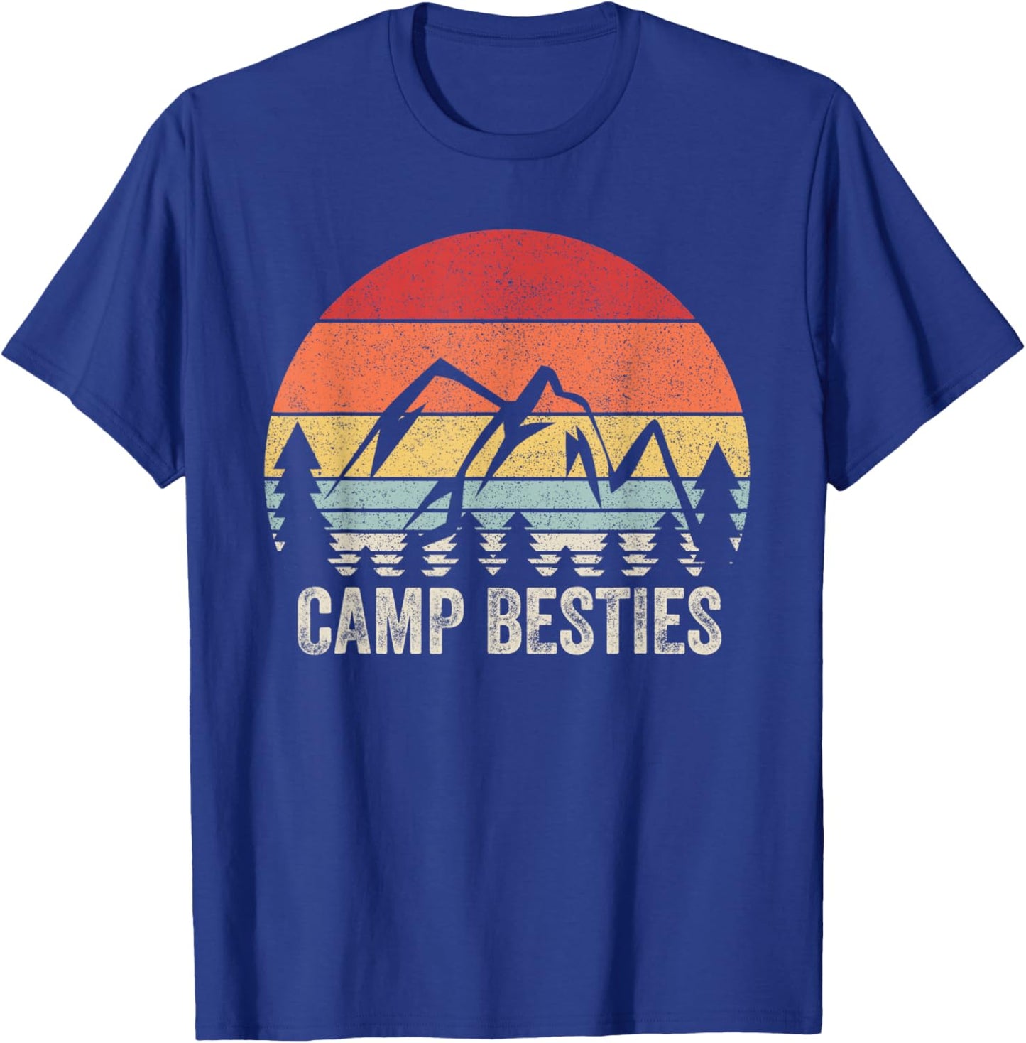 Vintage Retro Camp Besties Best Friend Matching Camping T-Shirt - T-Shirt | Royal