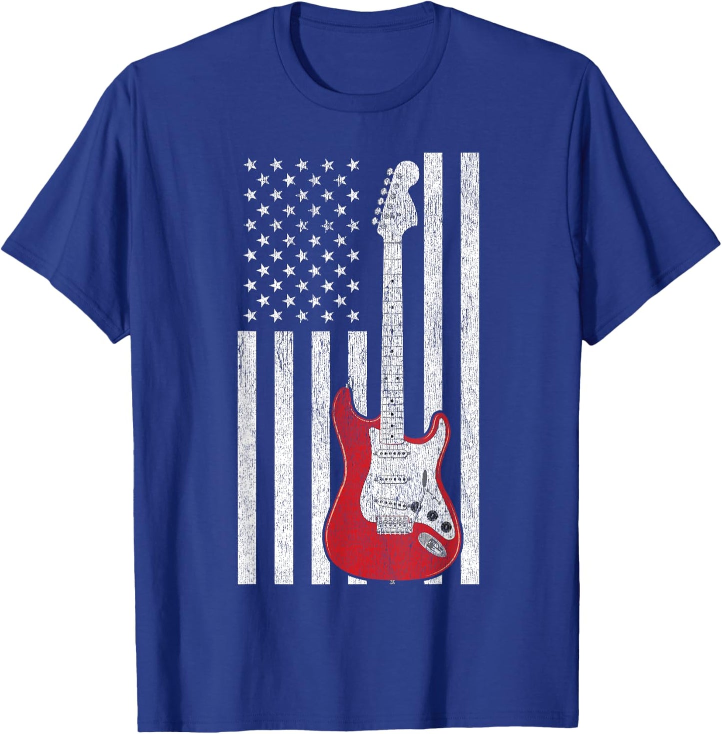 Patriotic American Flag Electric Guitar T-Shirt - T-Shirt | Royal