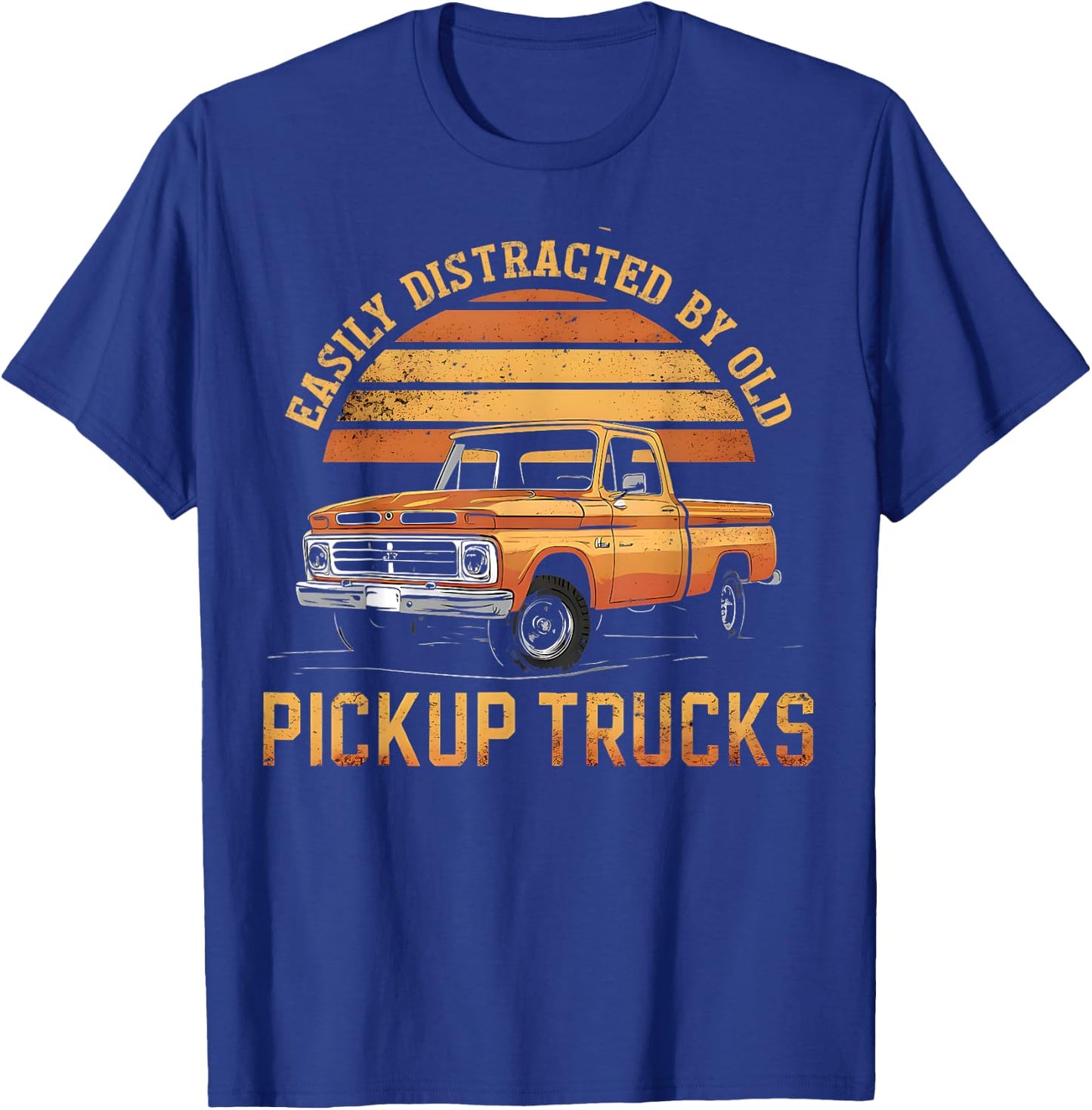 Easily Distracted By Old Pickup Trucks Funny Trucker T-Shirt - T-Shirt | Royal