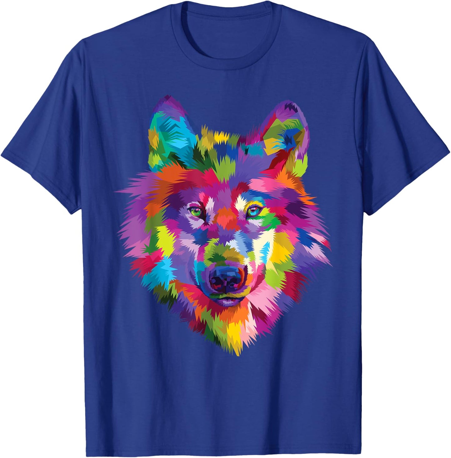 Wild Rainbow Wolf Vibrant Wilderness Canine Alpha Dog T-Shirt - T-Shirt | Royal