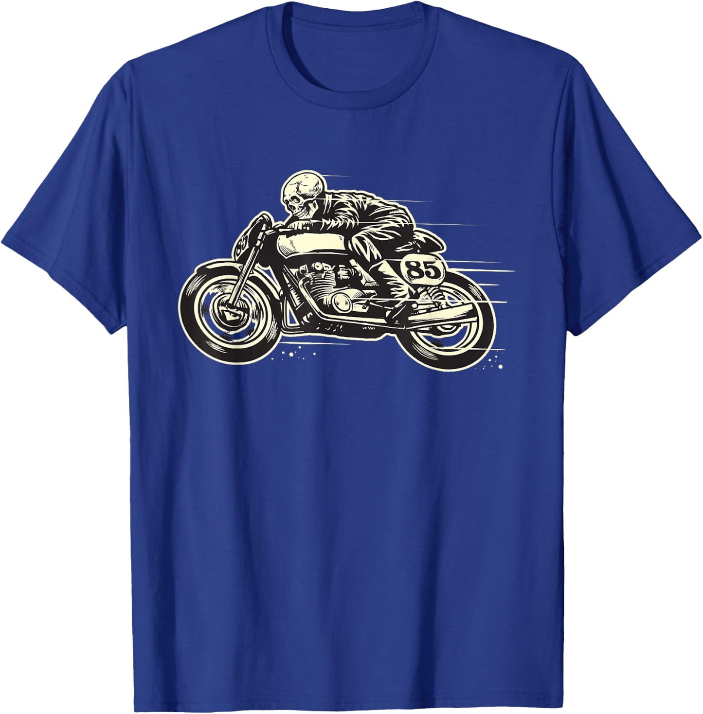 Cafe Racer - Ghost Race Rider - Vintage Motorcycle T-Shirt - T-Shirt | Royal