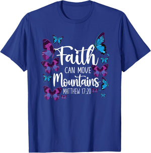 Christian Bible Verse Quote Butterfly Matthew 17:20 T-Shirt - T-Shirt | Royal