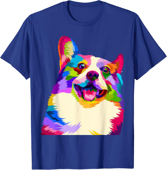 Pem Welsh Corgi Colorful Pop Art Portrait for Dog Lovers T-Shirt - T-Shirt | Royal