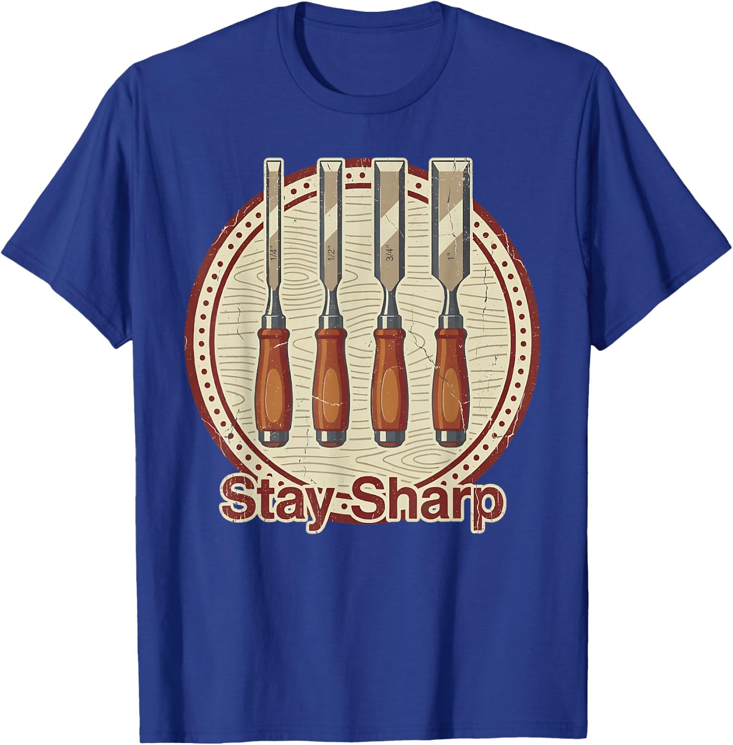 Stay Sharp Woodworking Tools Vintage Carpenter Design T-Shirt - T-Shirt | Royal