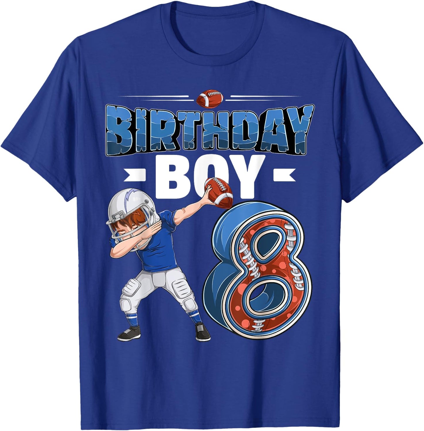 dabbing boy 8 year old American football 8th birthday T-Shirt - T-Shirt | Royal